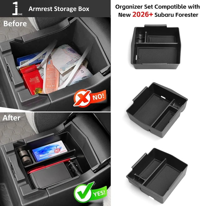 Alt view image 2 of 6 - Upgraded for 2026 Subaru Forester Accessories Center Console Organizer 4Pcs
