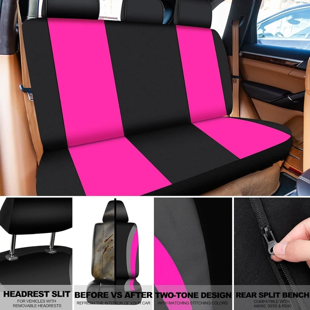 Alt view image 3 of 7 - 43 Pcs Car Seat Cover Full Set for Women Christmas Fuzzy Car Accessories Fluffy Steering Wheel Cover Front Rear & Belt Handbrake Shift Accessory for Winter (Rose Red)