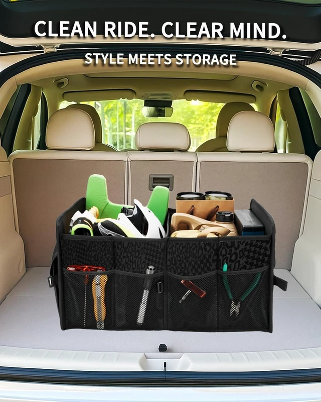 Alt view image 2 of 7 - Sturdy Car Trunk Organizer - Firm Inner Panels, Foldable Storage