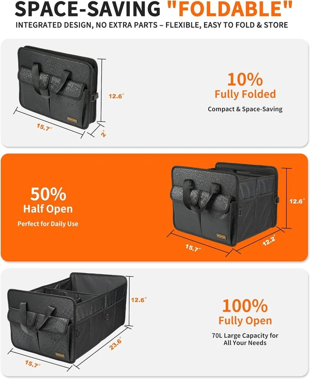 Alt view image 3 of 7 - Sturdy Car Trunk Organizer - Firm Inner Panels, Foldable Storage