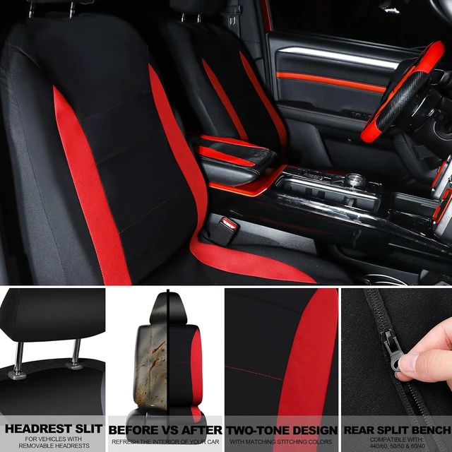 Alt view image 6 of 7 - 41 Pcs Red Black Car Accessories Set Automotive Seat Covers