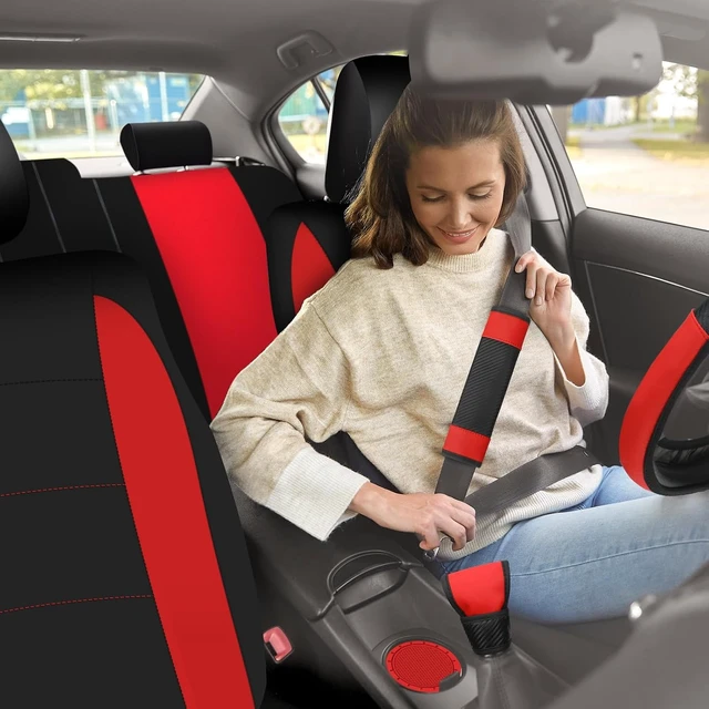 Alt view image 7 of 7 - 41 Pcs Red Black Car Accessories Set Automotive Seat Covers
