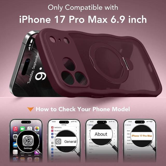 Alt view image 2 of 7 - Magnetic for iPhone 17 Pro Max Case with 360° Stand for Women