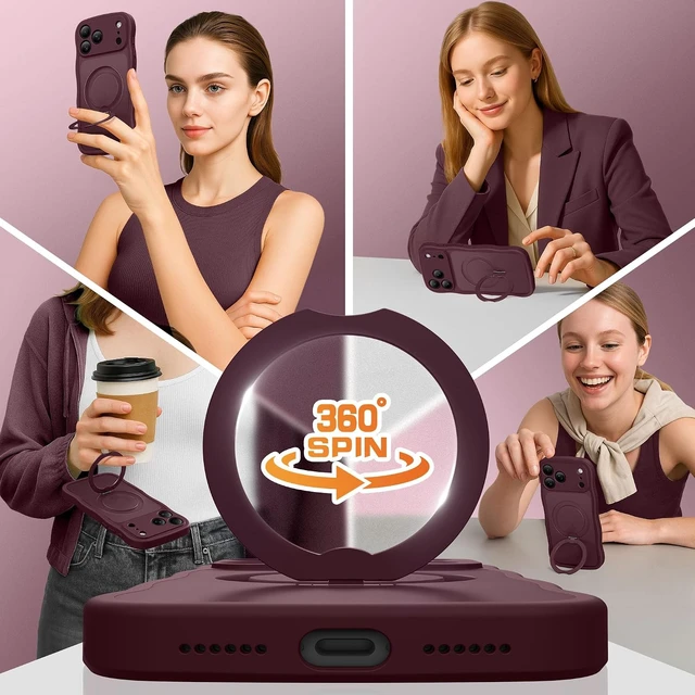 Alt view image 4 of 7 - Magnetic for iPhone 17 Pro Max Case with 360° Stand for Women