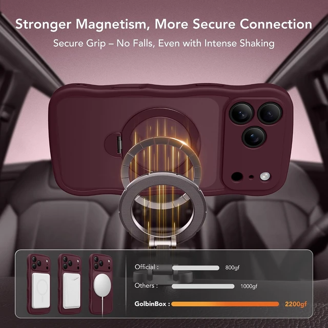 Alt view image 3 of 7 - Magnetic for iPhone 17 Pro Max Case with 360° Stand for Women