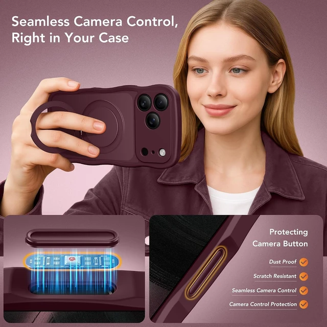 Alt view image 5 of 7 - Magnetic for iPhone 17 Pro Max Case with 360° Stand for Women