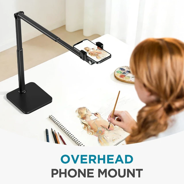 Alt view image 3 of 7 - Overhead Phone Mount Phone Stand Tabletop Cooking Tripod for Desk