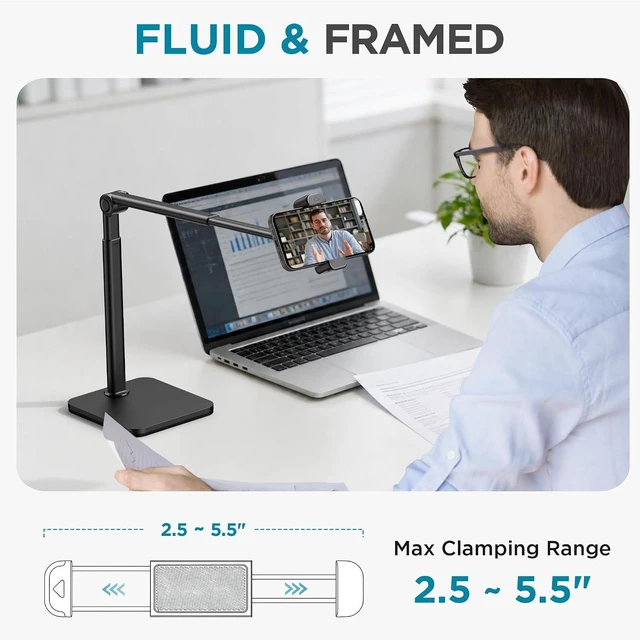 Alt view image 7 of 7 - Overhead Phone Mount Phone Stand Tabletop Cooking Tripod for Desk
