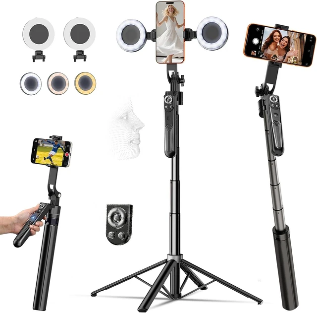 Main image of 71 Auto Face Tracking Tripod for iPhone with 2 Lights 360° Rotating Stand