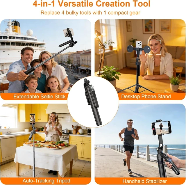 Alt view image 6 of 7 - 71 Auto Face Tracking Tripod for iPhone with 2 Lights 360° Rotating Stand