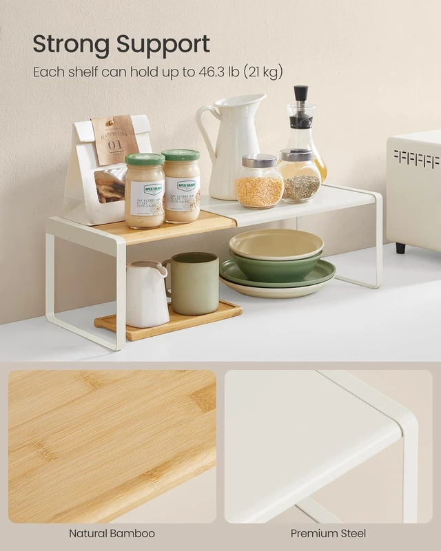 Alt view image 5 of 6 - Spice Rack, Expandable Cupboard Shelf Orgnizer,Bamboo