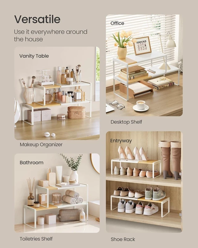 Alt view image 6 of 6 - Spice Rack, Expandable Cupboard Shelf Orgnizer,Bamboo
