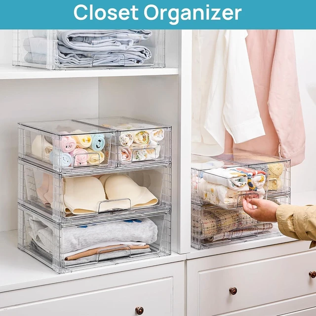 Alt view image 6 of 7 - Clear Stackable Storage Drawers, 3 Pack Wide Organizer Set