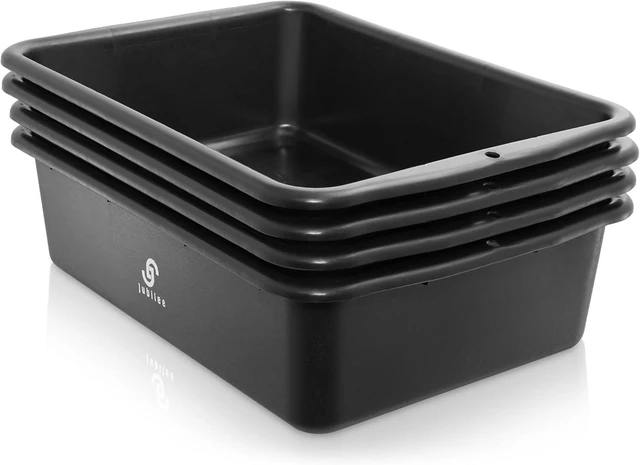 Alt view image 2 of 7 - 4-Pk Plastic Storage Bin, 20L Black Commercial Busser Utility Tub