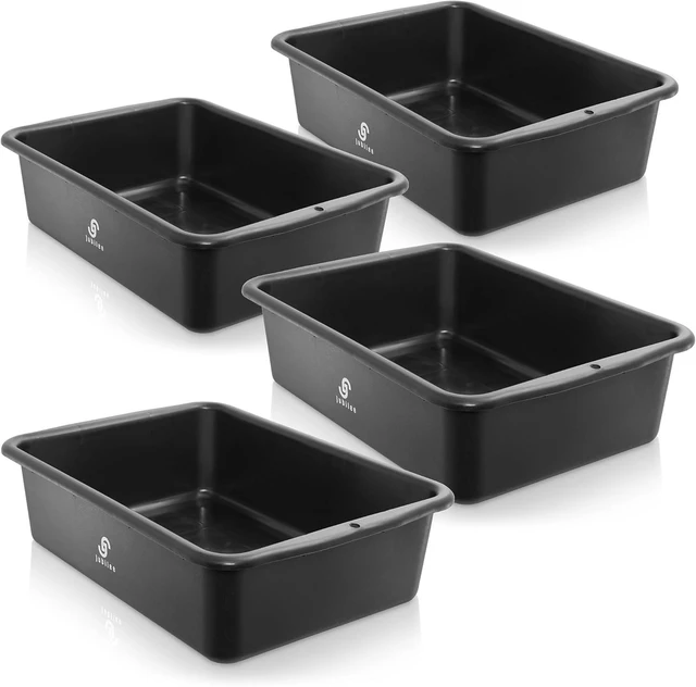 Alt view image 3 of 7 - 4-Pk Plastic Storage Bin, 20L Black Commercial Busser Utility Tub