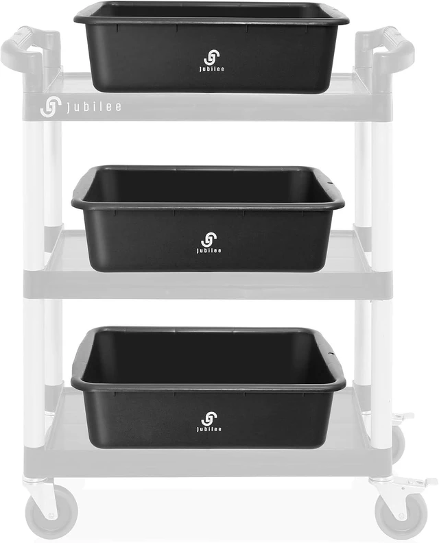 Alt view image 4 of 7 - 4-Pk Plastic Storage Bin, 20L Black Commercial Busser Utility Tub