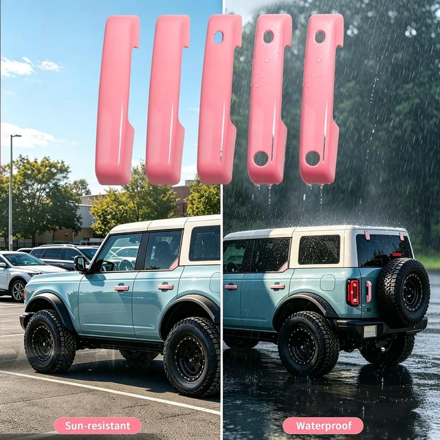 Alt view image 6 of 7 - Pink Door Handle Covers for Ford Bronco 4 Door - with Smart Hole