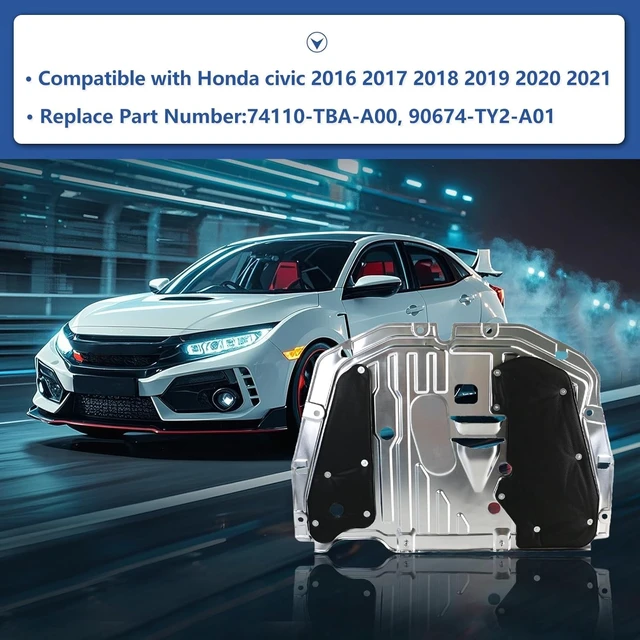 Alt view image 3 of 6 - Engine Splash Shield for Honda Civic 2016-2021, Aluminum Alloy Front Guard