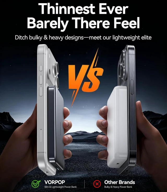 Alt view image 2 of 7 - 10,000mAh Portable Charger for iPhone, Ultra-Slim Magnetic Power Bank