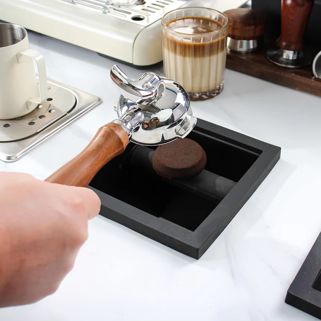 Alt view image 4 of 7 - Espresso Coffee Ground Knock Box Chute, Built-in Desktop Waste Bucket, Stainless Steel Bottomless Knocking Residue Box (Rectangle)