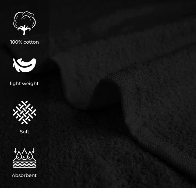 Alt view image 2 of 7 - Salon Towel - Black Hand Towels Bulk Pack of 24 - 100% Cotton Absorbent Spa, Facial & Gym Towel for Working Out - 16x27 Inches (Not Bleach Proof)