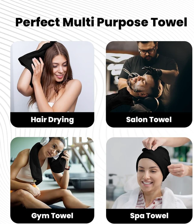 Alt view image 7 of 7 - Salon Towel - Black Hand Towels Bulk Pack of 24 - 100% Cotton Absorbent Spa, Facial & Gym Towel for Working Out - 16x27 Inches (Not Bleach Proof)