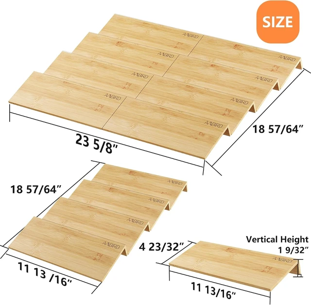 Alt view image 2 of 7 - Bamboo Spice Drawer Organizer with Non-slip Mat,4 Tier - 2 Set Jar Spice Rack Tray From 12''to 24'',Hold up 48 Jars Seasoning Organizer for Kitchen,Cabinet,Drawers,Countertop