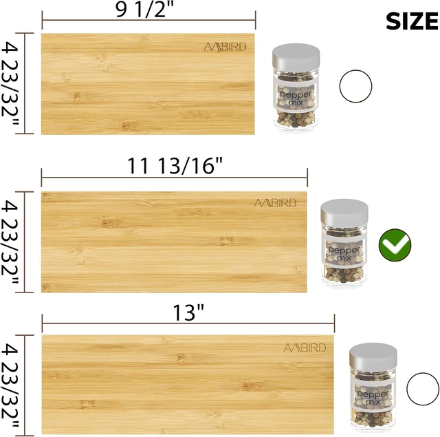 Alt view image 7 of 7 - Bamboo Spice Drawer Organizer with Non-slip Mat,4 Tier - 2 Set Jar Spice Rack Tray From 12''to 24'',Hold up 48 Jars Seasoning Organizer for Kitchen,Cabinet,Drawers,Countertop