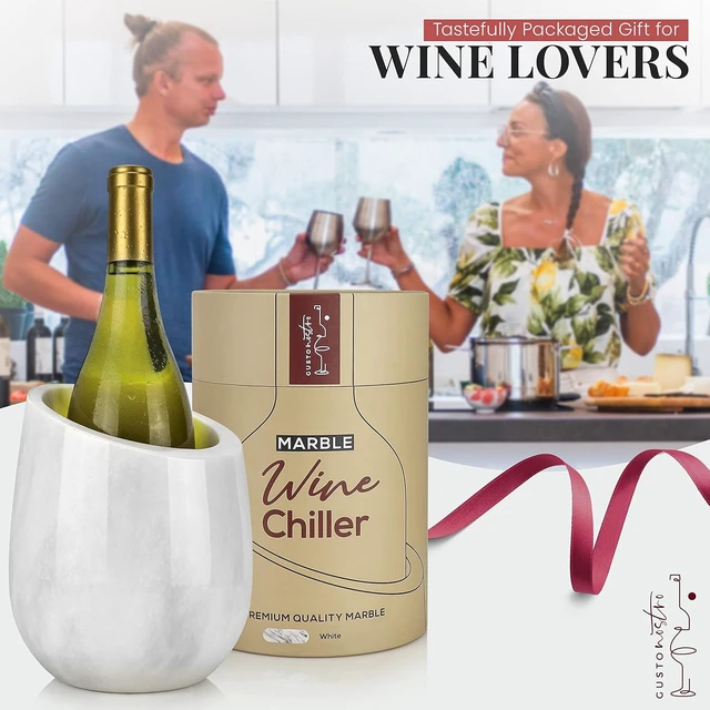 Alt view image 5 of 7 - Marble Wine Chiller Bucket - 750ml Wine Bottle Cooler and Champagne Chiller for Party, Kitchen, Bar Cart Decor to Chill & Keep Bottles Cold with Unique Wine Lovers Gift Box (White)