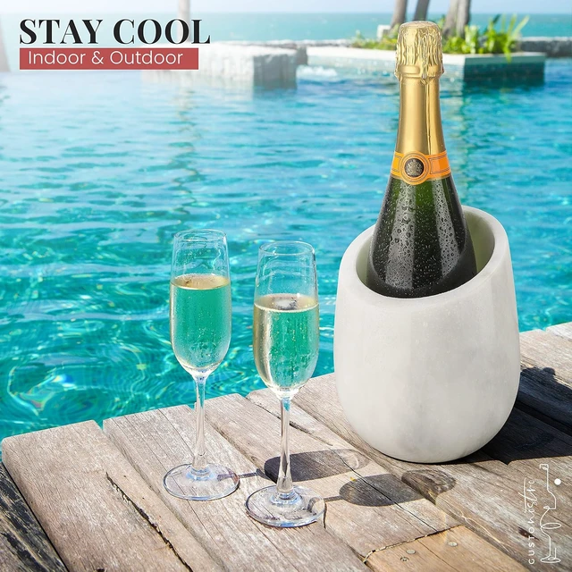 Alt view image 6 of 7 - Marble Wine Chiller Bucket - 750ml Wine Bottle Cooler and Champagne Chiller for Party, Kitchen, Bar Cart Decor to Chill & Keep Bottles Cold with Unique Wine Lovers Gift Box (White)
