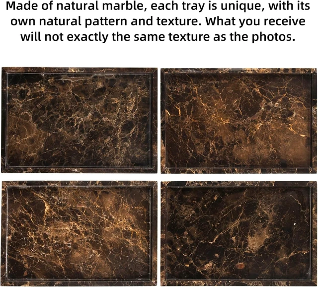 Alt view image 5 of 7 - Marble Bathroom Vanity Tray, Dark Brown, 12"x 8" x1.2"