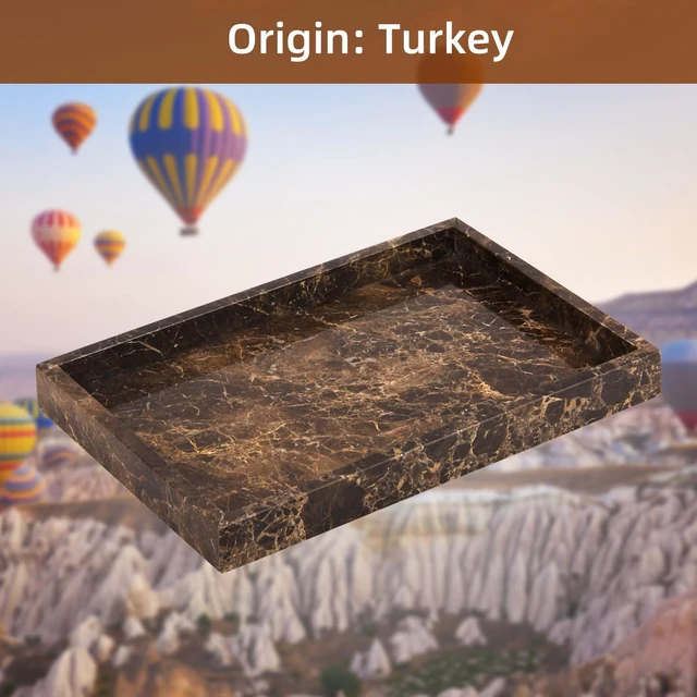 Alt view image 6 of 7 - Marble Bathroom Vanity Tray, Dark Brown, 12"x 8" x1.2"