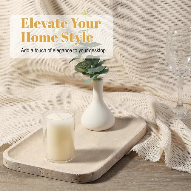 Alt view image 6 of 7 - Romano Travertine Tray, 12"x8" Natural Stone Vanity Tray for Countertop Bathroom Kitchen Dresser, Decorative Marble Catchall Trays for Perfume Jewelry, Rectangular Serving Tray(Beige)