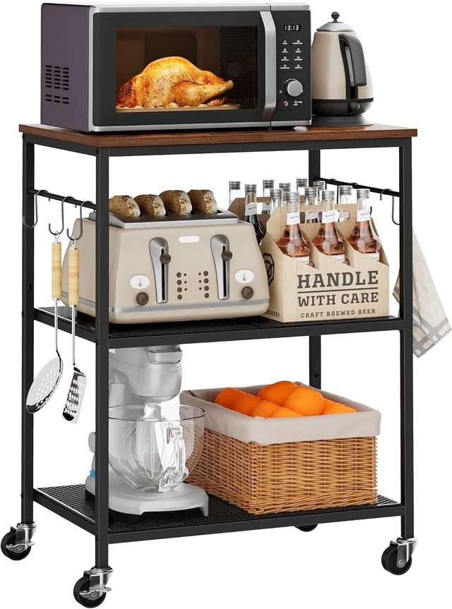 Main image of 3-Tier Rolling Kitchen Microwave Cart, Utility Cart