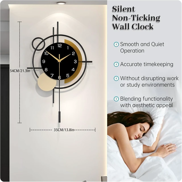 Alt view image 4 of 7 - Wall Clock for Living Room Decor Modern Clock Pendulum Silent