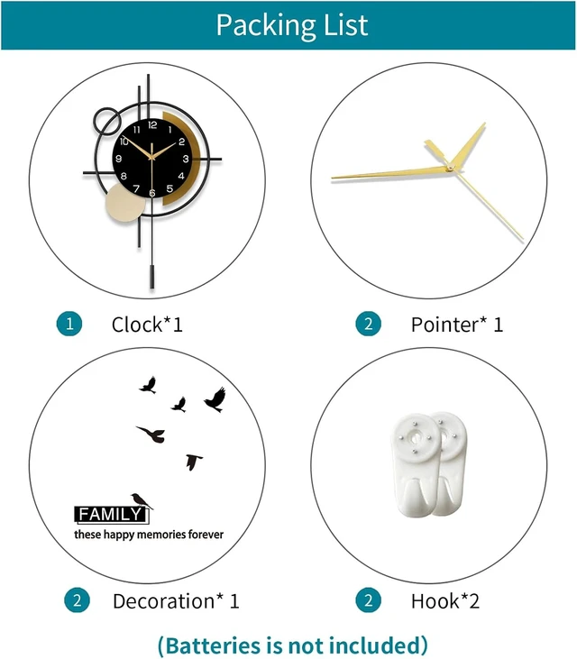 Alt view image 7 of 7 - Wall Clock for Living Room Decor Modern Clock Pendulum Silent
