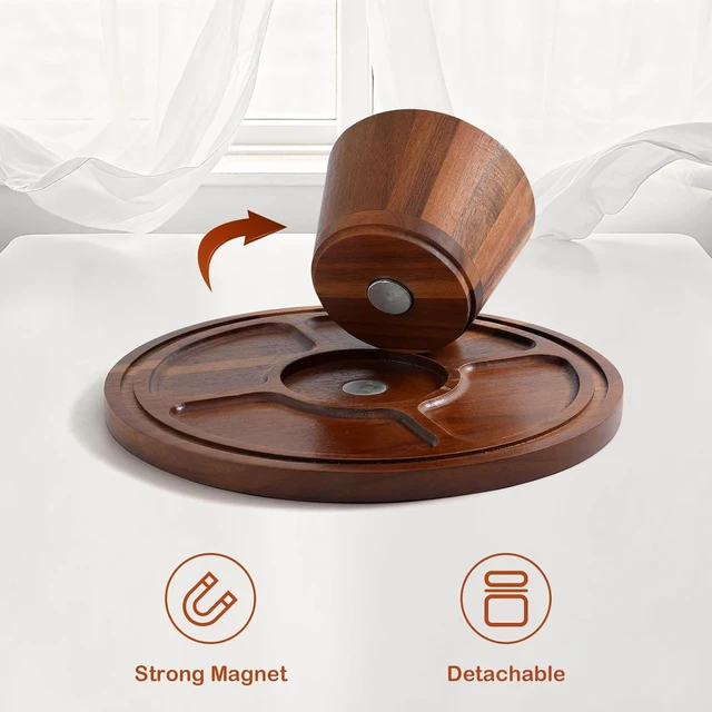 Alt view image 3 of 7 - Acacia Wood Cake Stand with Glass Lid12" Magnetic Base for Parties&Kitchen