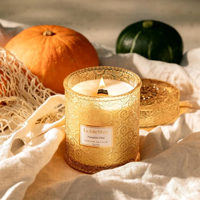 Alt view image 3 of 6 - Pumpkin Chai Scented Candles for Home, 19 oz Natural Soy Wax