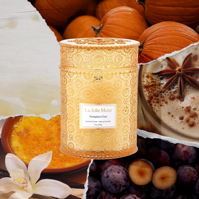 Alt view image 2 of 6 - Pumpkin Chai Scented Candles for Home, 19 oz Natural Soy Wax