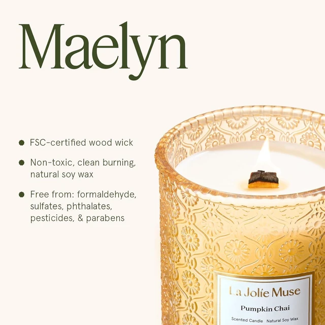 Alt view image 6 of 6 - Pumpkin Chai Scented Candles for Home, 19 oz Natural Soy Wax