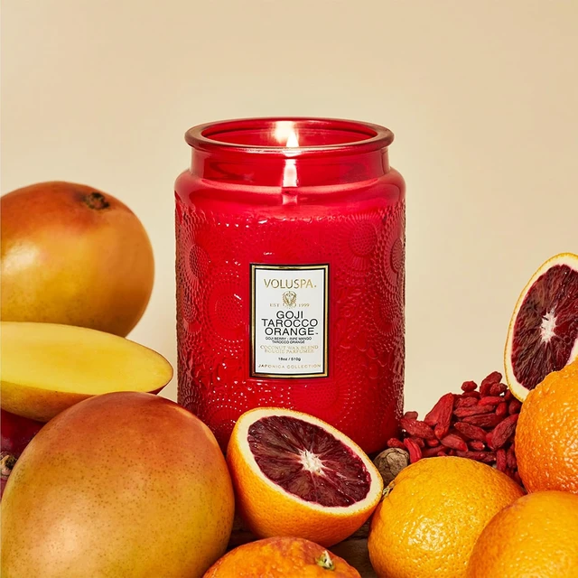 Alt view image 2 of 6 - Goji Tarocco Orange Large Scented Candle Jar 18 Oz, 100 Hr Burn