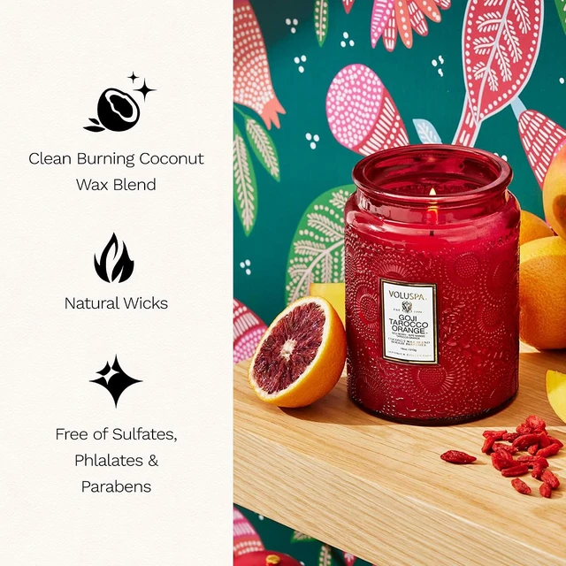 Alt view image 4 of 6 - Goji Tarocco Orange Large Scented Candle Jar 18 Oz, 100 Hr Burn