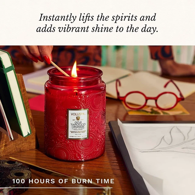 Alt view image 5 of 6 - Goji Tarocco Orange Large Scented Candle Jar 18 Oz, 100 Hr Burn