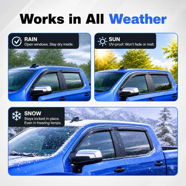 Alt view image 4 of 7 - IG Window Visors for 2019-2026 Chevrolet Silverado/GMC Sierra 1500 Double Cab, Out-Channel Rain Guard Vent Deflector, Truck Accessories for 2020-2026 Chevy Silverado/Sierra 2500HD 3500HD Extended Cab