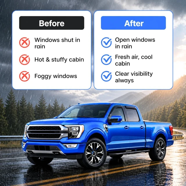Alt view image 5 of 7 - IG Window Visors for 2019-2026 Chevrolet Silverado/GMC Sierra 1500 Double Cab, Out-Channel Rain Guard Vent Deflector, Truck Accessories for 2020-2026 Chevy Silverado/Sierra 2500HD 3500HD Extended Cab