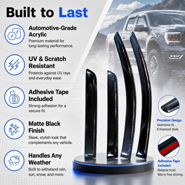 Alt view image 6 of 7 - IG Window Visors for 2019-2026 Chevrolet Silverado/GMC Sierra 1500 Double Cab, Out-Channel Rain Guard Vent Deflector, Truck Accessories for 2020-2026 Chevy Silverado/Sierra 2500HD 3500HD Extended Cab