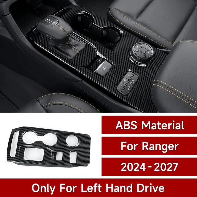 Alt view image 2 of 7 - Car Gear Shift Control Panel Decals for Ford Ranger XL XLT Lariat Raptor 2024 2025 2026 2027 Accessories ABS Carbon Fiber Interior Sticker (Style B)