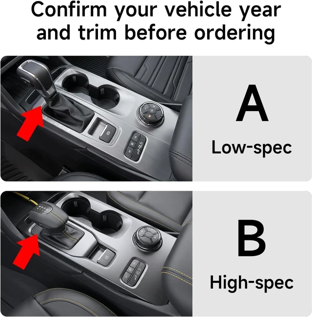 Alt view image 3 of 7 - Car Gear Shift Control Panel Decals for Ford Ranger XL XLT Lariat Raptor 2024 2025 2026 2027 Accessories ABS Carbon Fiber Interior Sticker (Style B)