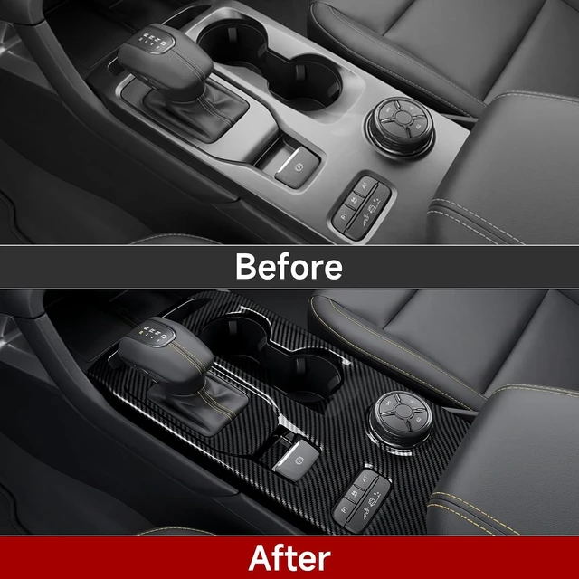 Alt view image 4 of 7 - Car Gear Shift Control Panel Decals for Ford Ranger XL XLT Lariat Raptor 2024 2025 2026 2027 Accessories ABS Carbon Fiber Interior Sticker (Style B)