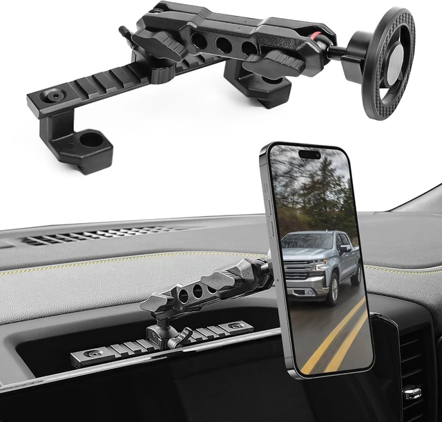 Main image of Phone Mount for 2022 2023 2024 2025 2026 Chevrolet Silverado 1500/GMC Sierra 1500 2500 3500 HD Accessories,Dash Platform Phone Mount Magsafe Fit 13.4" Screen, Cell Phone Holder for NATO Rail